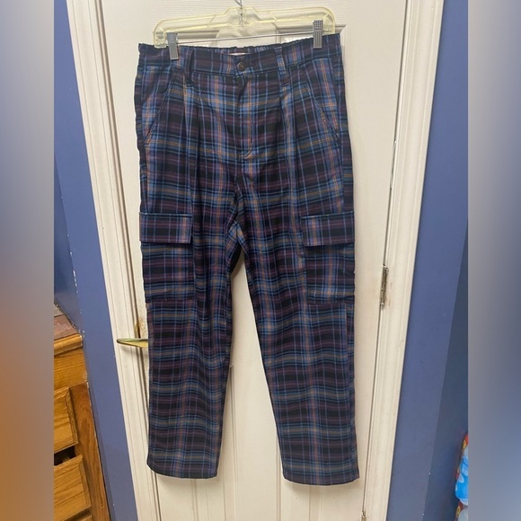 Juniors' SO Plaid Cargo Pants High Rise Straight Leg Size 13 - Picture 2 of 9